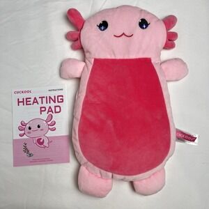 Pink Axolotl 13" Plush Heating Pad Microwave Washable Natural Pain Relief Cramps
